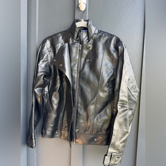 H&M Divided Oversized Biker Black Leather Jacket - Picture 4 of 15